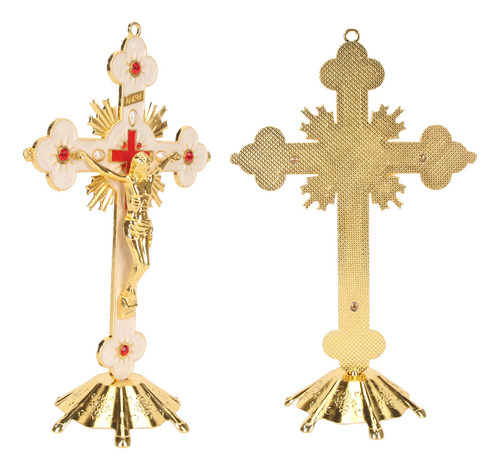 Crucifijo De Pared Católico De Metal De Pie, Diamante De Imi