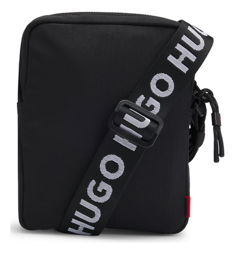 Bolso Mensajero Hugo Para Hombre Con Correa Ajustable Color Negro