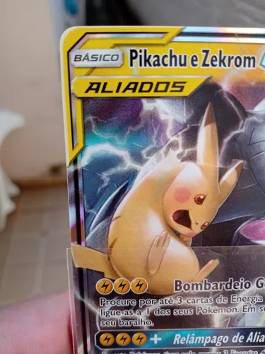 Carta Pokémon Pikachu e Zekrom GX Original Copag Brasil