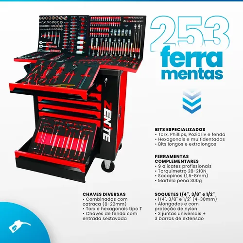 Carrinho De Ferramentas Completo Kit 253 Peças - Zenite | MercadoLivre