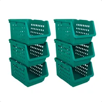 Comprar Set X6 Gavetas Plasticas Apilables Organizadoras 35x24x20