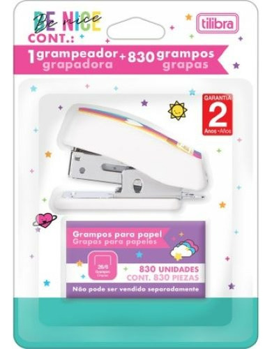 Grampeador Mini 12 Folhas C/ 830 Grampos + Extrator Tilibra