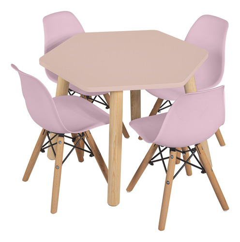 Comedor Moderno Para Niños 7 Acabados Mate Color Rosa Diseño De La Tela De Las Sillas Silla Rosa /mesa Rosa