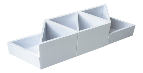 Organizador De Mesa Escritório Paco Mdf Laqueado Branco Luxo