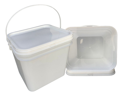 Balde Retangular 3.6l Para Lanche Escolar 2 Pçs Cor Branco