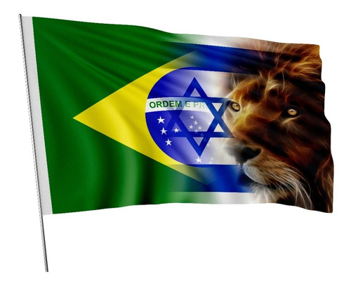 1 Bandeira Leão Da Tribo De Judá, Brasil E Israel 1,45x1m