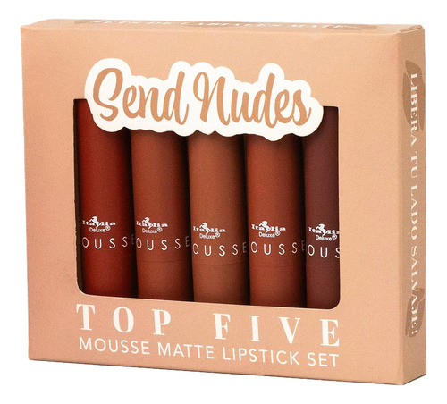 Italia Deluxe Mousse Matte Color Send nudes Caja De 5 Labiales