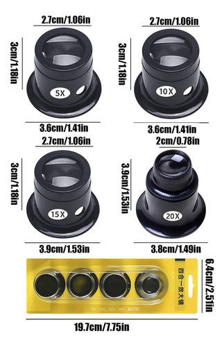 Lupa Monocular Portátil Juego De Lupas Para Reparación De Re