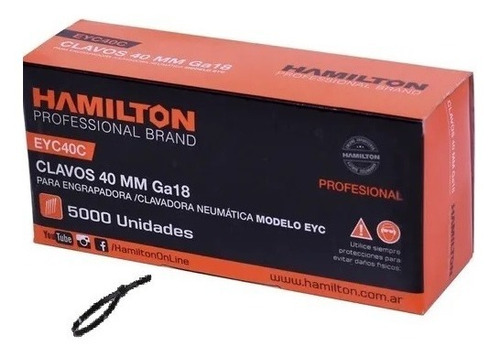 Clavos Hamilton Para Engrampadora Eyc 40mm X 5000u X Local