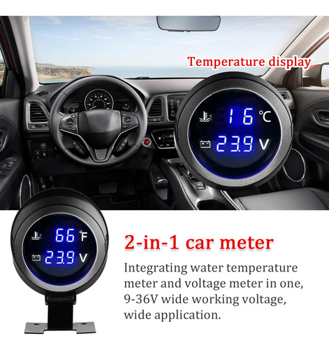 Medidor De Coche 2 En 1: Temperatura Del Agua Y Voltímetro D
