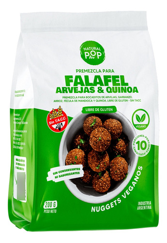 Premezcla Falafel Arvejas Y Quinoa Vegano Sin Gluten Natural