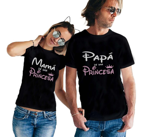 2 Playeras Negras Papás De Princesa Tallas Xxl Y Xxxl 