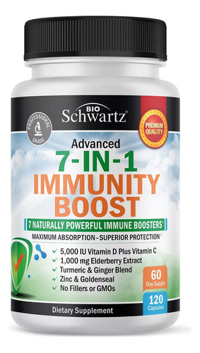 Bioschwartz 7 em 1 Immunity Booster 120 cápsulas de sabor sem sabor