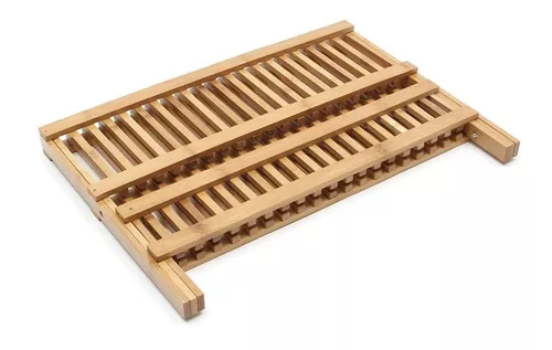 Escurreplatos Escurridor De Platos Madera Bambú Plegable Cocina