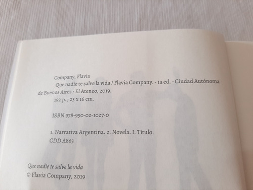 Imagen 4 de 6 de Que Nadie Te Salve La Vida Flavia Company El Ateneo Autograf