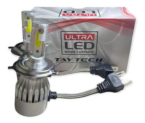 Par Lâmpada Ultra Led H4 Tay Tech 6000 Lumens Efeito Xenon