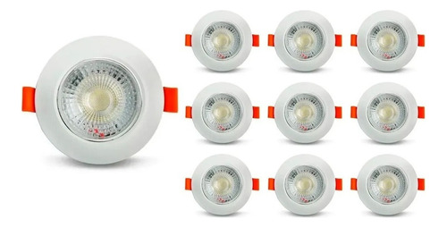 Kit 10 Spot Led 5w Redondo Branco Frio Gesso Teto Sanca Teto