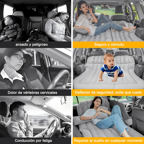 Colchon Inflable Con Compresor 12v Y 2 Almohadas Para Auto