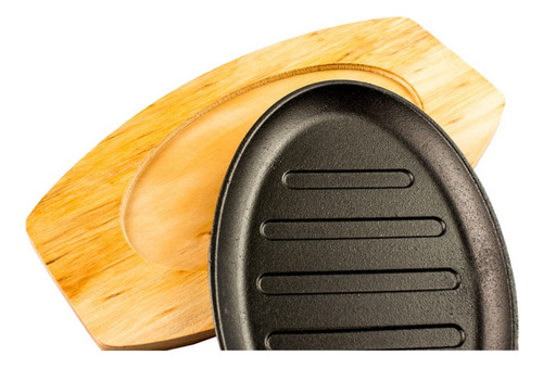 Chapa Teppan Oval P/ Servir Pratos Japoneses 23x16cm