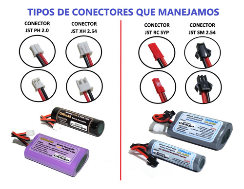 Batería Recargable 7.4v De 2000mah Conector Jst Ph 2.0