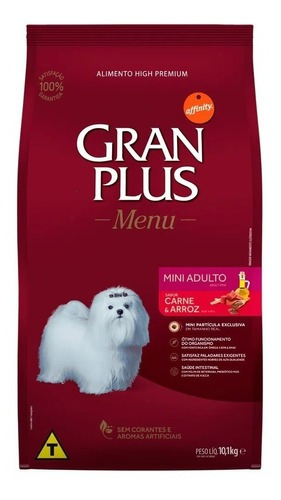 Ração Cães Raças Mini Carne E Arroz Menu 10,1kg Granplus