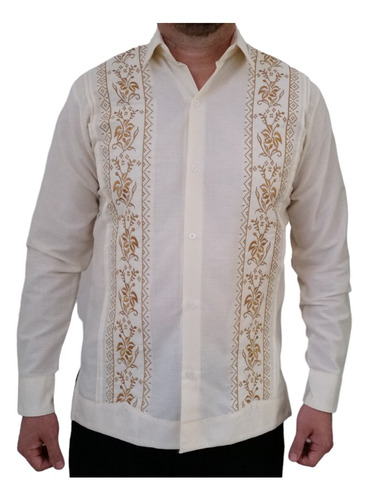 Guayabera Presidencial Kabah Lino Marfil Manga Larga