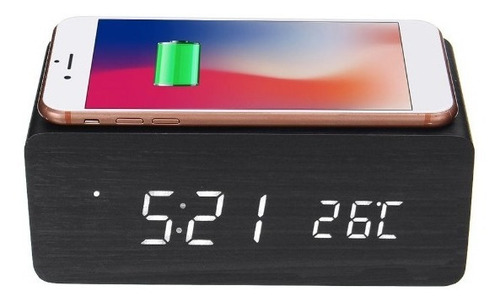 Reloj Con Carga Inalámbrica Ideal + Gratis. Color Negro
