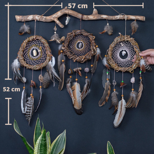 Atrapasueños Nativo Americano Con Mandalas - Armonizar 57 Cm Tonos Tierra Claro