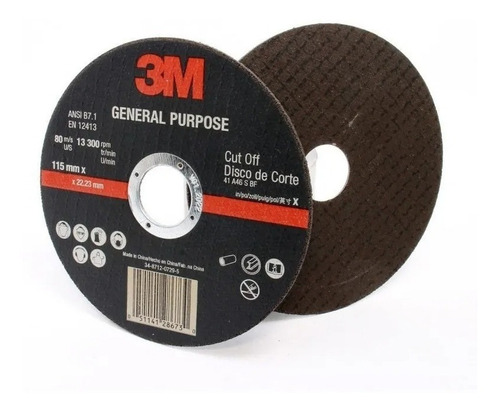 Pack X25 Disco Corte Metal 3m Amoladora 115mm X1,2mm Tipo 41