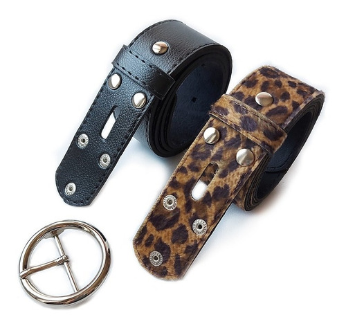 Cinto Animal Print Fivela Redonda Removível + Tira Extra