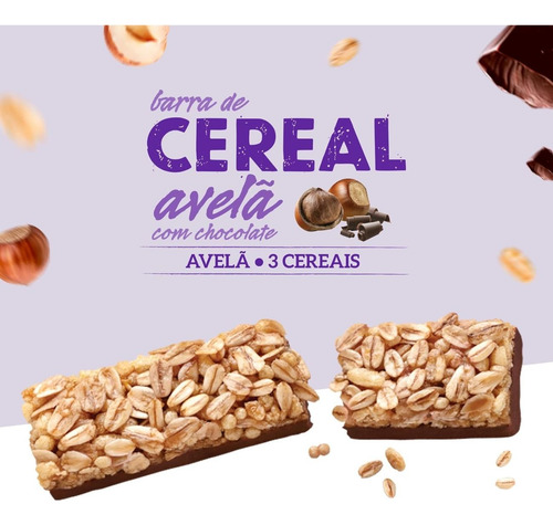 Barra De Cereais Avelã Com Chocolate 22g C/ 24 Un. Nutry