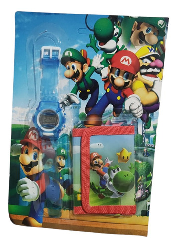 Reloj + Billetera Con Abrojo Super Mario Bros Juguetes