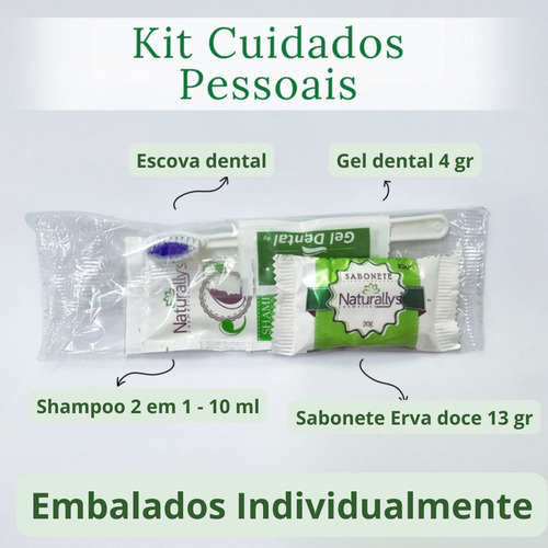 Kit Sabonete Shampoo Escova Dente Gel Hotel Pousada Airbnb