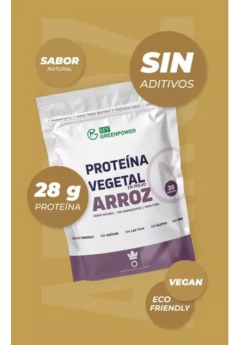 Proteina Arroz Aislada Vegan 1 Kg My Green. Sin Azucar