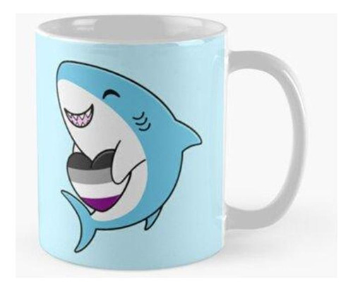 Taza Lindo Tiburón Azul Blahaj Feliz Sosteniendo Un Corazón 