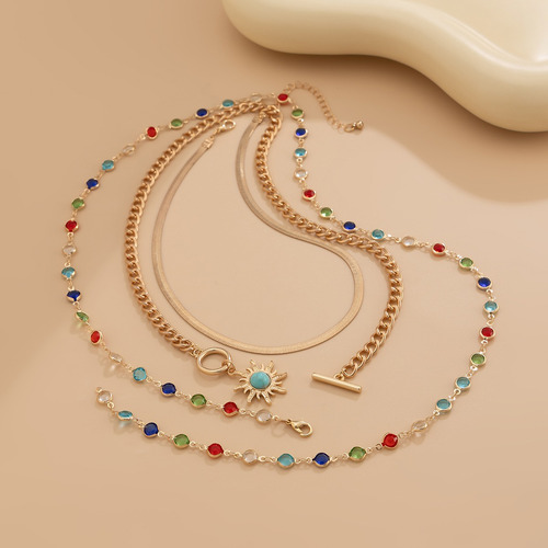 Juego De Collares Con Colgante De Sol De Cadena Larga De Cri