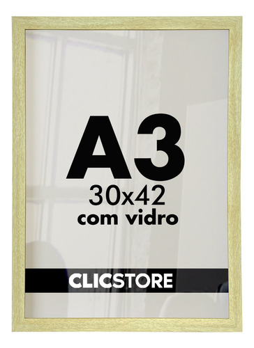 Kit 4 Moldura A3 Quadro 30x42 Certificado Vidro Diploma Sala Cor Carvalho