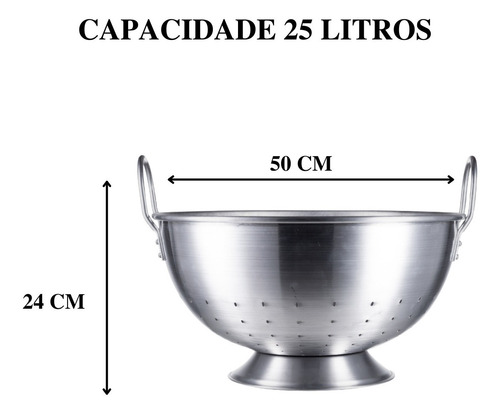 Passador Escorredor Grande Macarrão Aluminio N50 ( 25 Litros