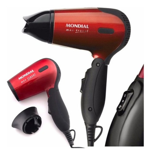 Secador De Cabelo Mondial Max Travel 1200w Sc10 Bivolt Cor Vermelho/Preto 110V/220V
