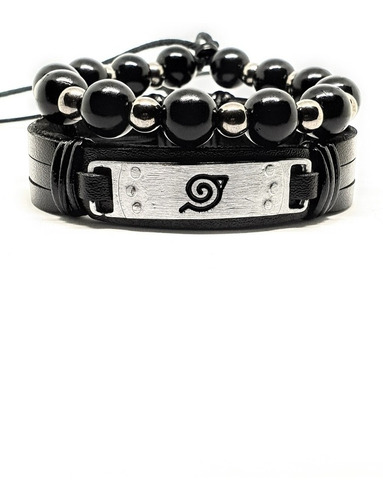 Kit Pulseira Bracelete Masculino Femenino Konoha Ajustavel