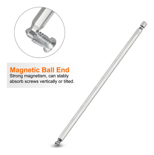 Juego De 3 Puntas Destornillador Hexagonal Bola 6 Mm 200 Mm