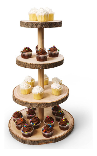 Torre De Postres Rústica De 4 Niveles Para Eventos Y Bodas