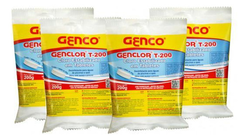 Pastilhas De Cloro Multiação T-200 Genco Para Piscina 5un