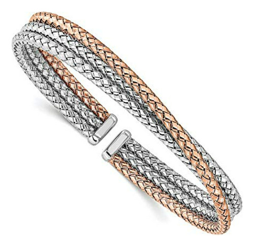 Brazalete - 925 Sterling Silver And Rose 14k Gold Plated Cuf