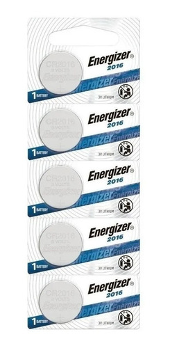 Pilas Energizer Cr2016 Lithium Coin Botón 3v Pack X5