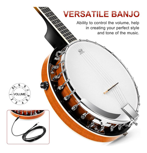 Vangoa Banjo 5 Cuerdas Acústico Eléctrico Tamaño Completo...