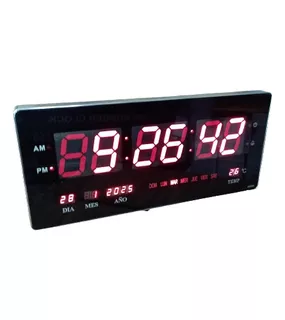 Reloj Digital De Pared Led 46 X 22 Cm Calendario Temperatura