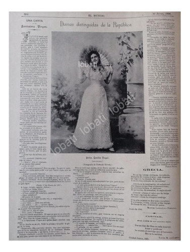 Nota De Prensa Antigua 1896 Emilia Vogel (colima)