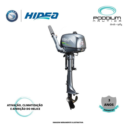 Motor De Popa Hidea Hd 4 Fhs, 2 Tempos Poddium Náutica