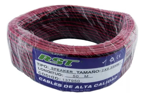 Rollo De Cable Para Parlante De 2 X 0.35 Mm Marca Rst R-n